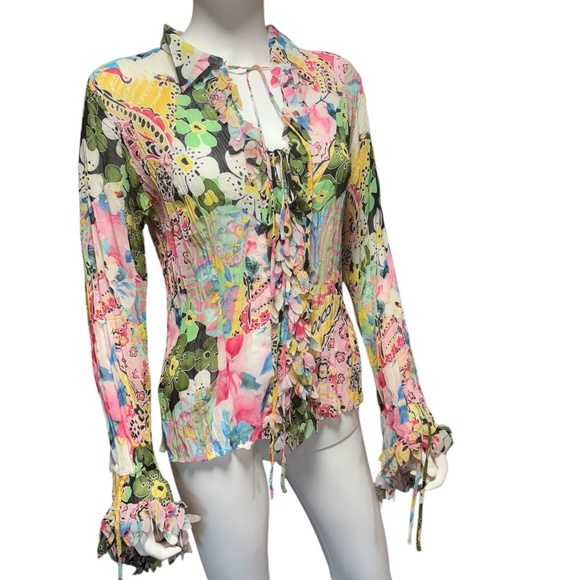 Lillie Rubin vintage silk blend floral shirt - size M - Picture 2 of 5
